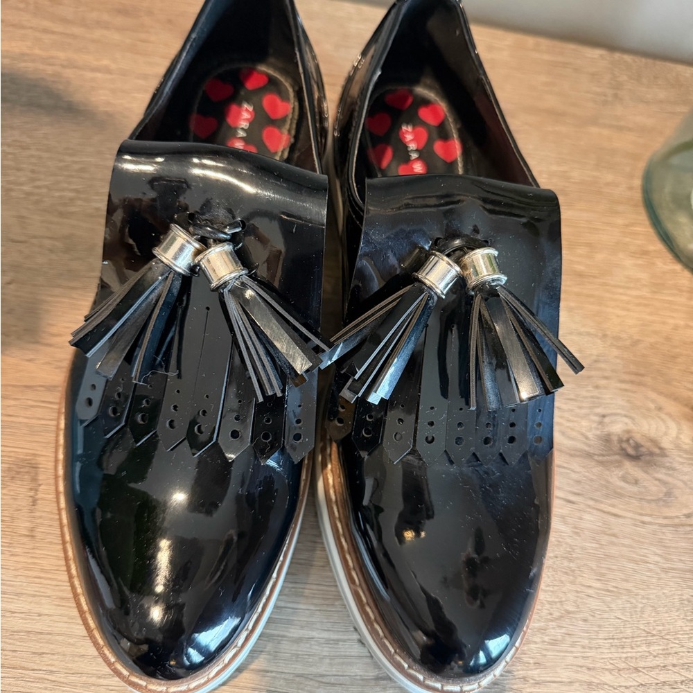 Zara Black Patent Tassel Loafers